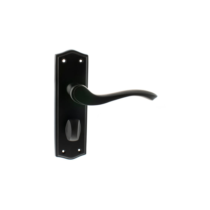 Old English Warwick WC Lever Door Handle on Backplate - Matt Black