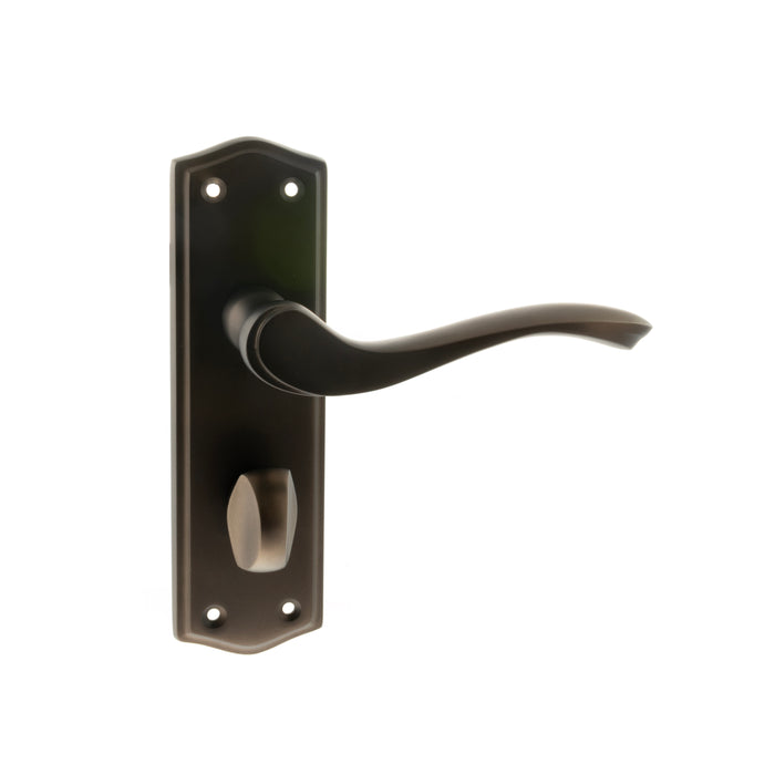 Old English Warwick WC Lever Door Handle on Backplate - Urban Dark Bronze