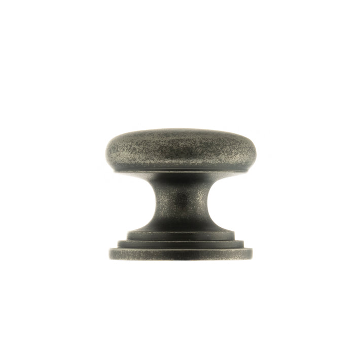 Old English Lincoln Solid Brass Victorian Cabinet Knob 32mm on Concealed Fix - Distressed Silver