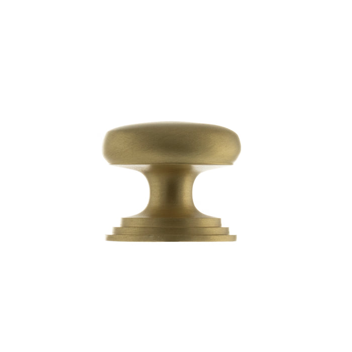 Old English Lincoln Solid Brass Victorian Cabinet Knob 32mm on Concealed Fix - Satin Brass