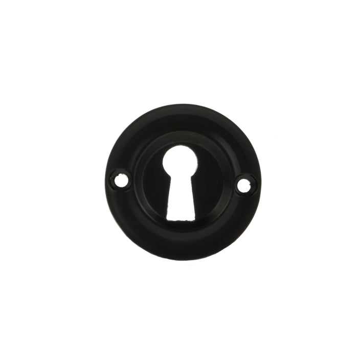 Old English Solid Brass Open Key Hole Escutcheons - Matt Black