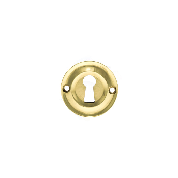 Old English Solid Brass Open Key Hole Escutcheons - Polished Brass