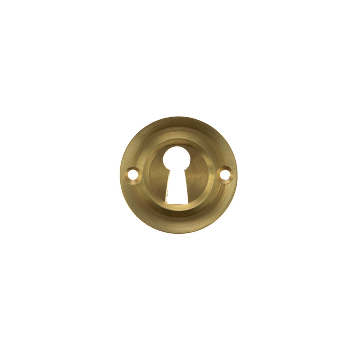 Old English Solid Brass Open Key Hole Escutcheons - Satin Brass