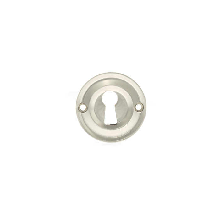 Old English Solid Brass Open Key Hole Escutcheons - Satin Nickel