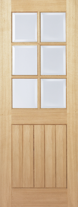 Oak Mexicano Glazed 6 Light Unfinished Internal Door