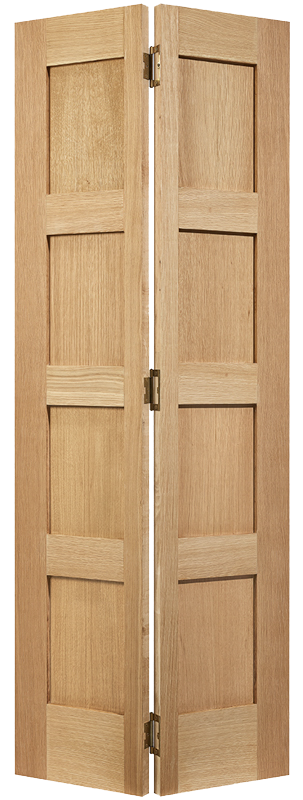 Oak Shaker 4 Panel Bi-Fold Unfinished Internal Bi-Fold — Door Distributors