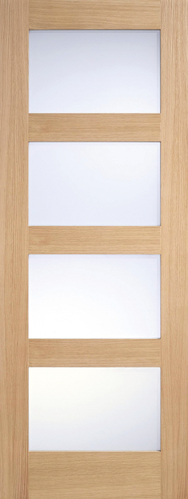 Oak Shaker Glazed 4 Light Frosted Pre-Finished Internal Door