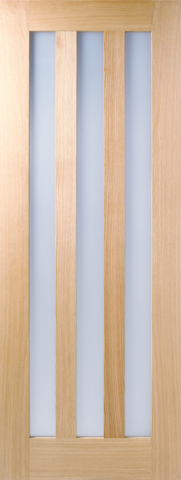 Oak Utah Glazed 3 Light Frosted Pre-Finished Internal Door