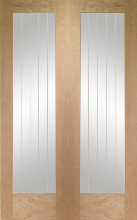 Oak Suffolk Pattern 10 Pair Clear Etched Glass Unfinished Internal Door