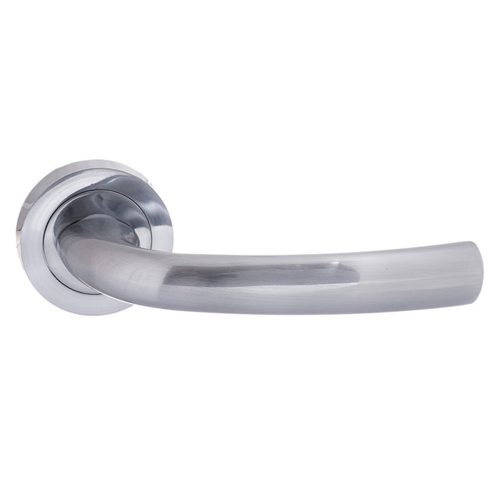 STATUS Nevada Lever Door Handle on Round Rose - Satin Chrome