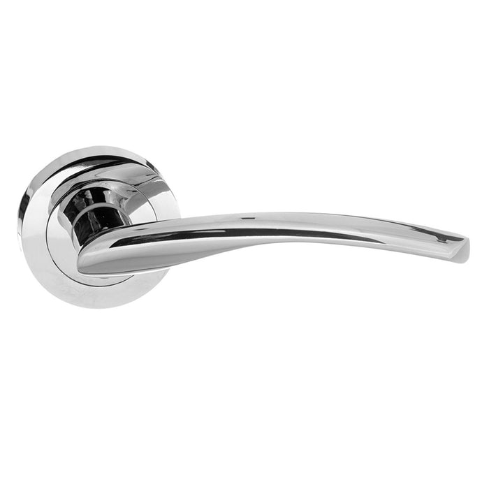 STATUS Arizona Lever Door Handle on Round Rose - Polished Chrome