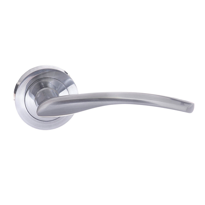 STATUS Arizona Lever Door Handle on Round Rose - Satin Chrome