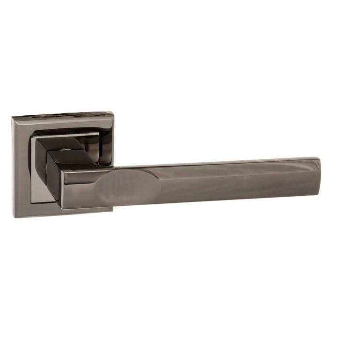 STATUS Kansas Lever Door Handle on Square Rose - Black Nickel