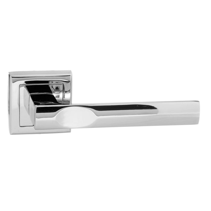 STATUS Kansas Lever Door Handle on Square Rose - Polished Chrome