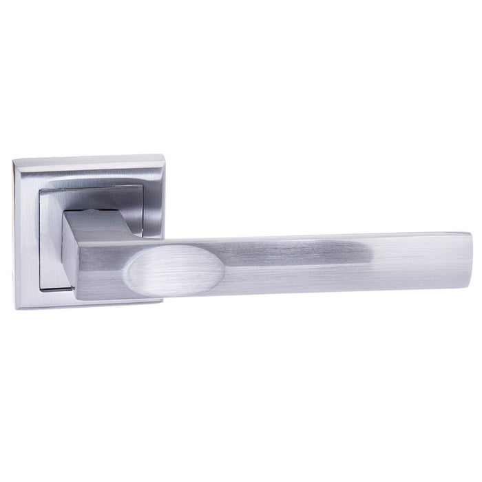 STATUS Kansas Lever Door Handle on Square Rose - Satin Chrome