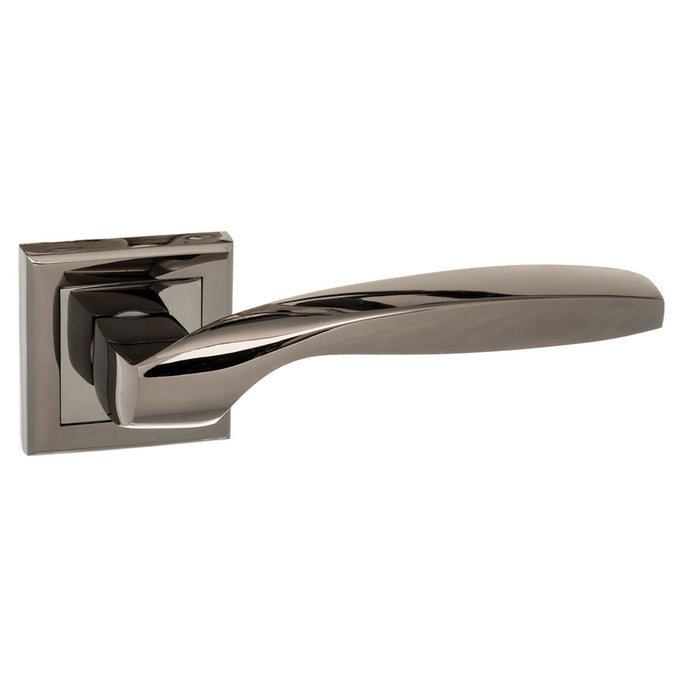 STATUS Oklahoma Lever Door Handle on Square Rose - Black Nickel