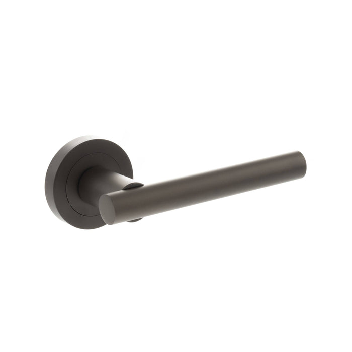 STATUS Nebraska Lever Door Handle on Round Rose - Urban Dark Bronze