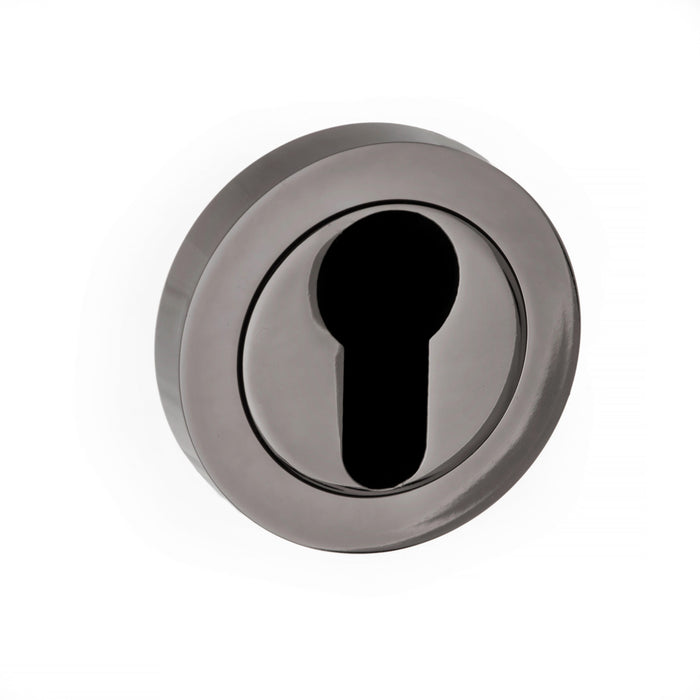 STATUS Euro Escutcheons on Round Rose - Black Nickel