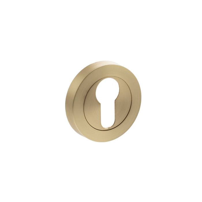 STATUS Euro Escutcheons on Round Rose - Satin Brass