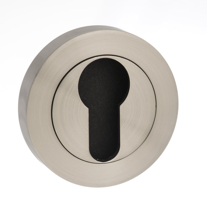 STATUS Euro Escutcheons on Round Rose - Satin Nickel