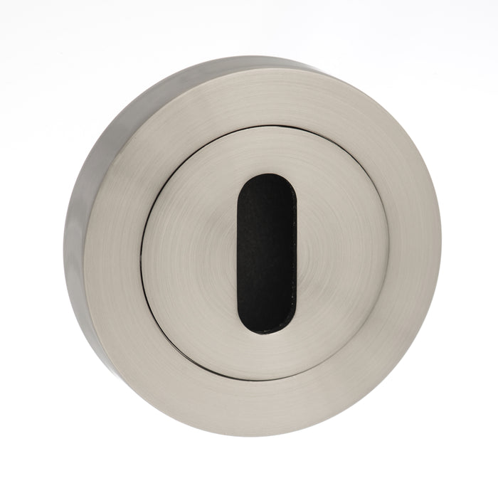 STATUS Key Escutcheons on Round Rose - Satin Nickel