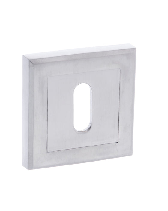 STATUS Key Escutcheons on Square Rose - Satin Chrome