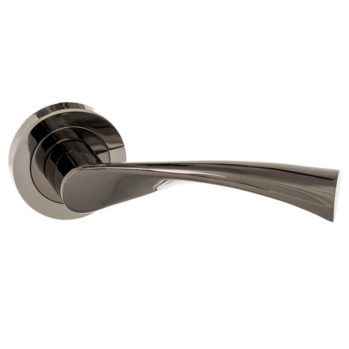 STATUS Colorado Lever Door Handle on Round Rose - Black Nickel