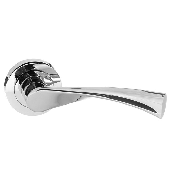 STATUS Colorado Lever Door Handle on Round Rose - Polished Chrome