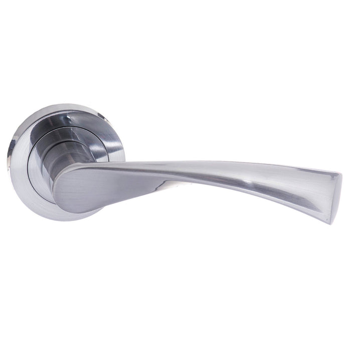 STATUS Colorado Lever Door Handle on Round Rose - Satin Chrome