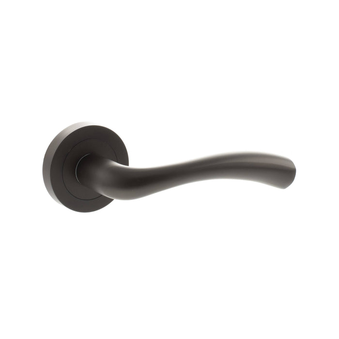 STATUS Texas Lever Door Handle on Round Rose - Urban Dark Bronze