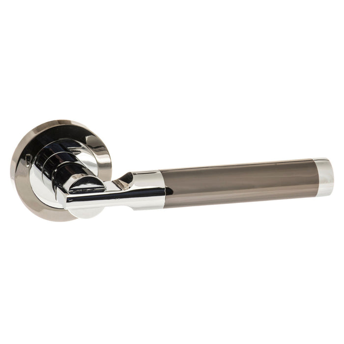 STATUS Dakota Lever Door Handle on Round Rose - Black Nickel/Polished Chrome