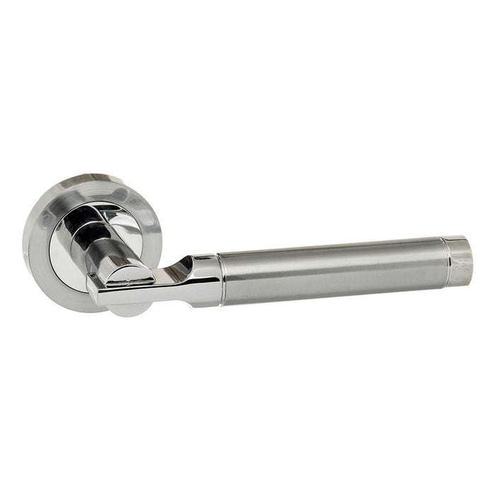 STATUS Dakota Lever Door Handle on Round Rose - Satin Chrome/Polished Chrome