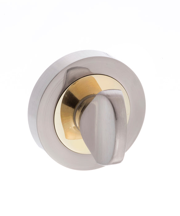 STATUS WC Turn and Release on Round Rose - Satin Nickel/Polished Brass