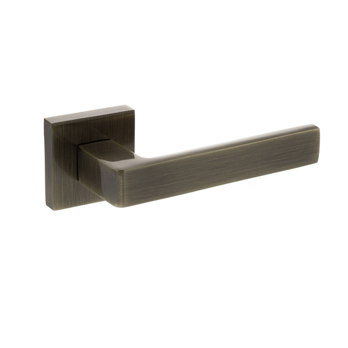 STATUS Montana Lever Door Handle on S4 Square Rose - Antique Brass