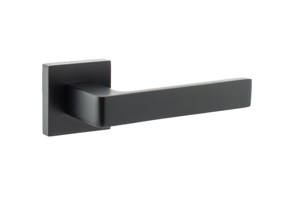 STATUS Montana Lever Door Handle on S4 Square Rose - Matt Black