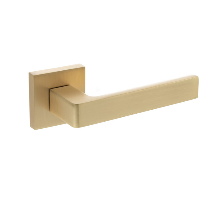 STATUS Montana Lever Door Handle on S4 Square Rose - Satin Brass