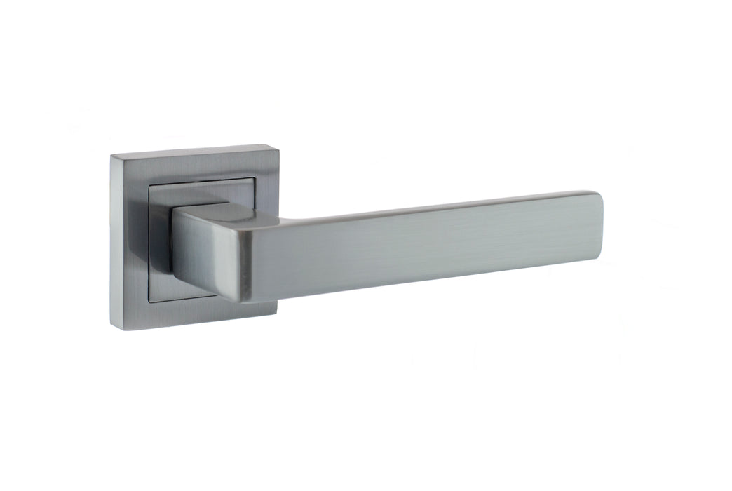 STATUS Montana Lever Door Handle on S4 Square Rose - Satin Chrome