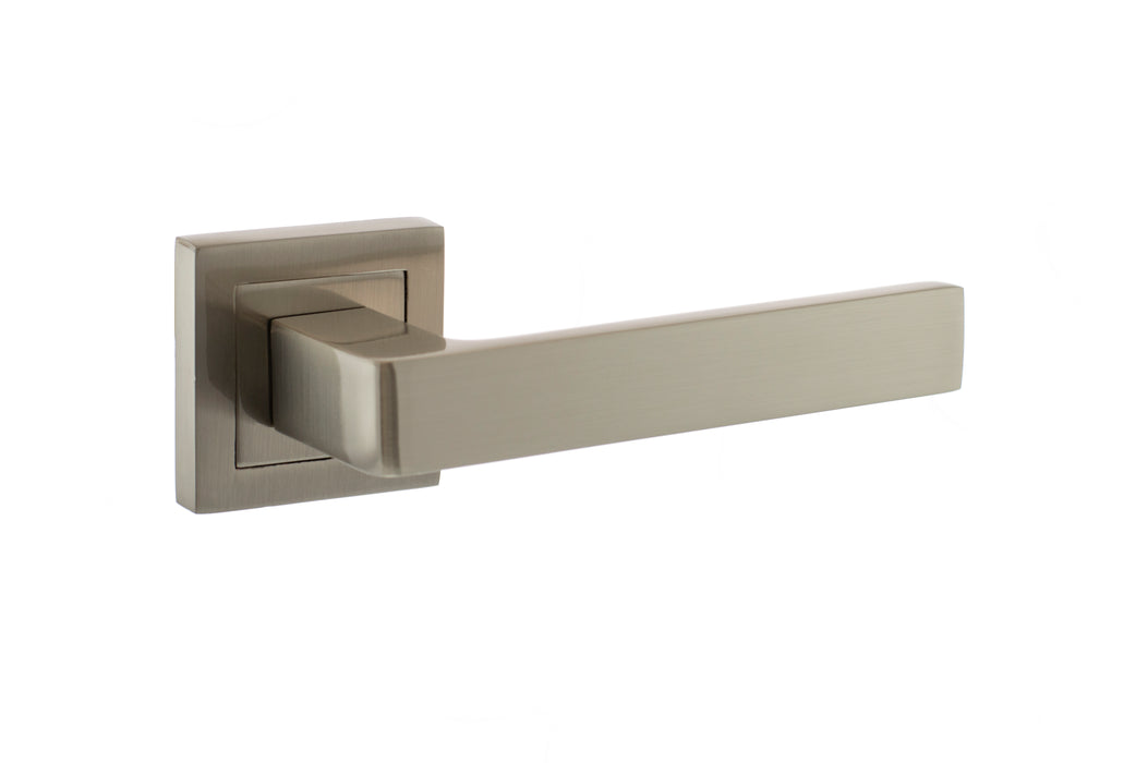 STATUS Montana Lever Door Handle on S4 Square Rose - Satin Nickel