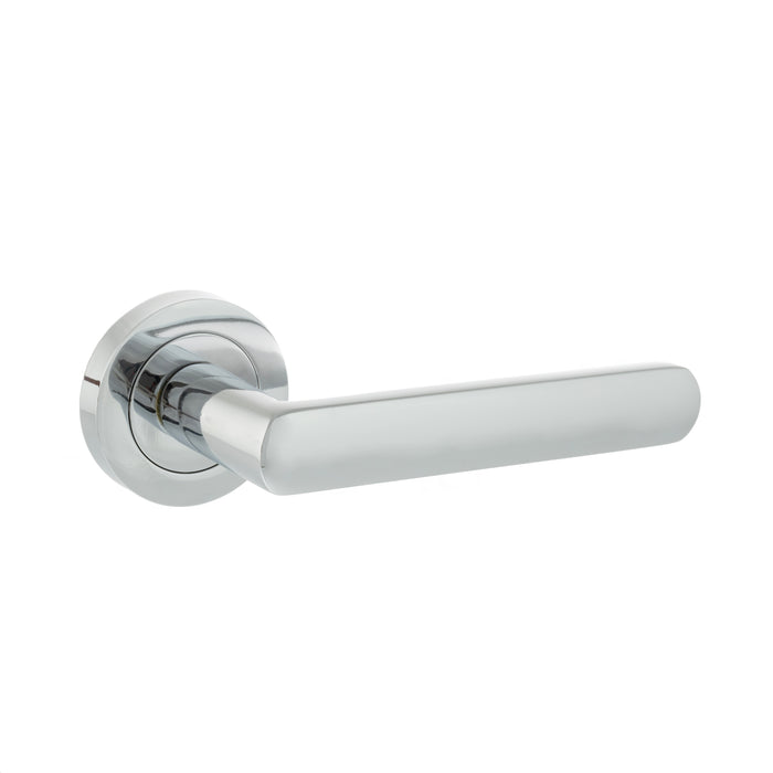 STATUS Carolina Lever Door Handle on Round Rose - Polished Chrome