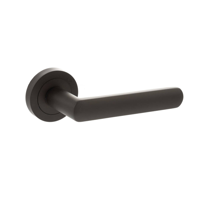 STATUS Carolina Lever Door Handle on Round Rose - Urban Dark Bronze