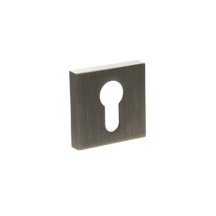 STATUS Euro Escutcheons on S4 Square Rose - Antique Brass