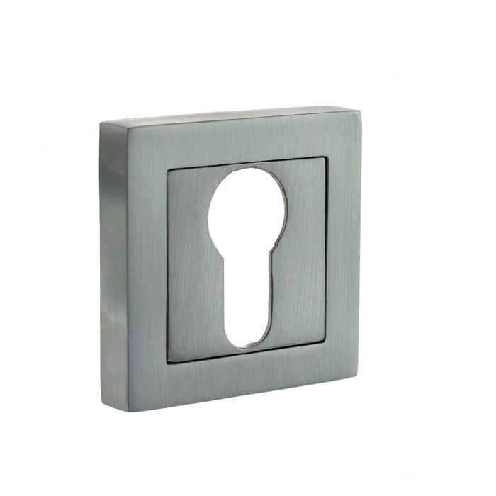 STATUS Euro Escutcheons on S4 Square Rose - Satin Chrome