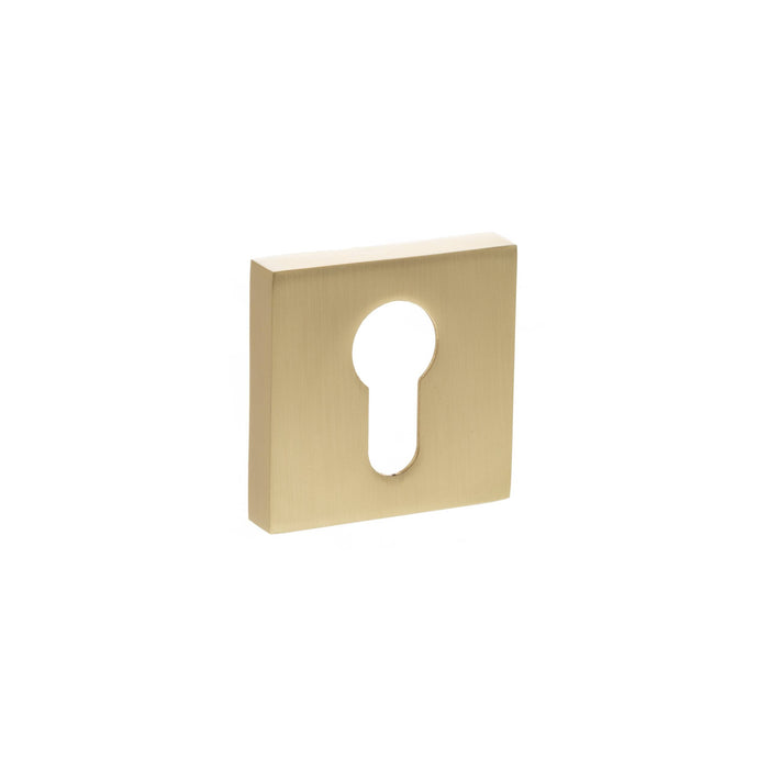 STATUS Euro Escutcheons on S4 Square Rose - Satin Brass