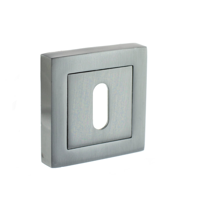 STATUS Key Escutcheons on S4 Square Rose - Satin Chrome