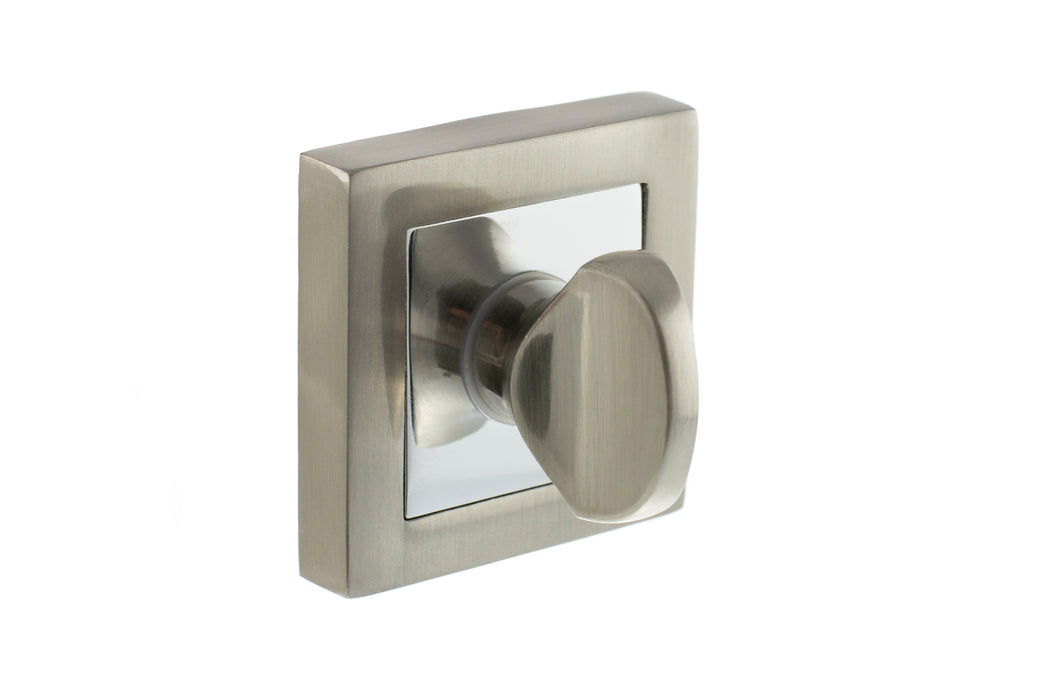 STATUS WC Turn and Release on S4 Square Rose - Satin Nickel/Polished Chrome