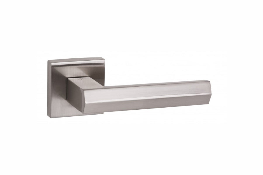 Senza Pari Davoli Lever Door Handle on Flush Square Rose - Satin Nickel