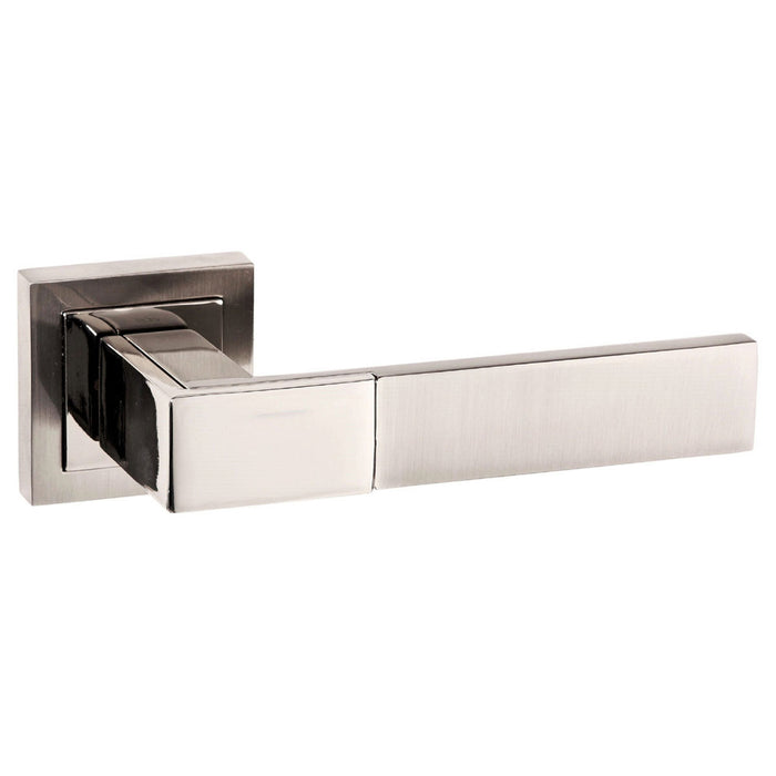 Senza Pari Casalli Lever Door Handle on Square Rose - Satin Nickel/Polished Nickel