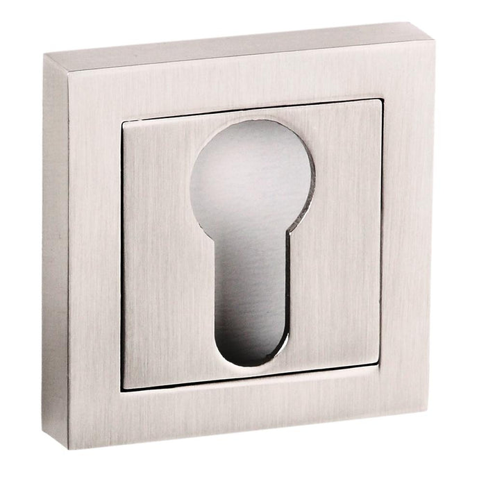 Senza Pari Euro Escutcheons on Square Rose - Satin Nickel