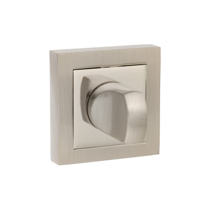 Senza Pari WC Turn and Release on Square Rose - Satin Nickel/Polished Nickel