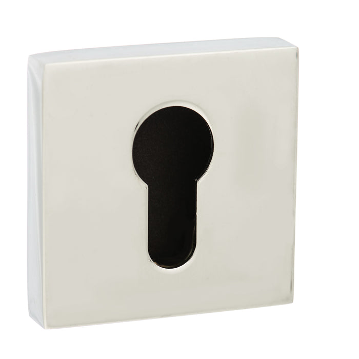 Senza Pari Euro Escutcheons on Flush Square Rose - Polished Chrome